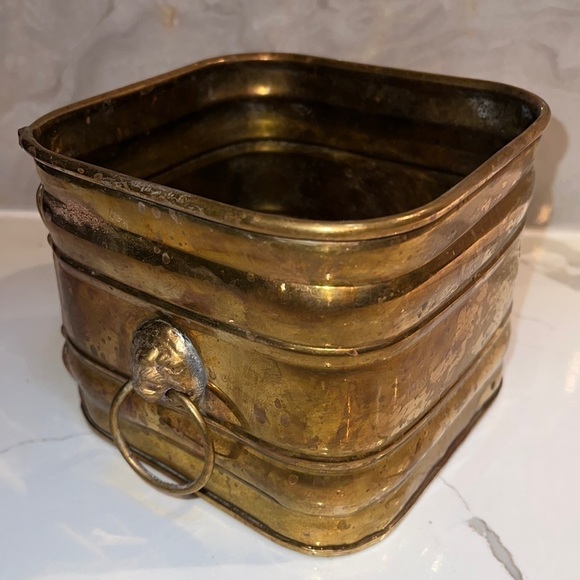 Copper Square Lion Knocker 6” Planter container - Picture 1 of 5